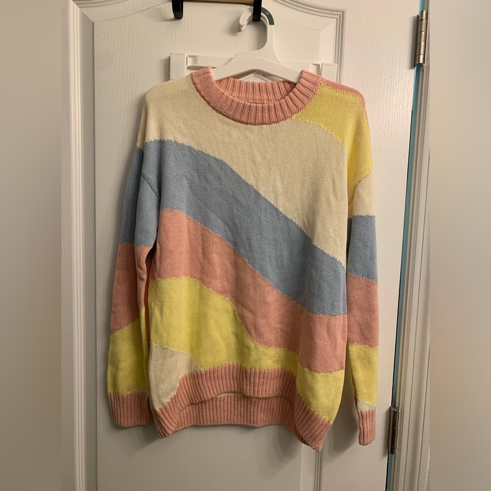 Stitches & stripes colorblock pastels sweater NWOT size small
